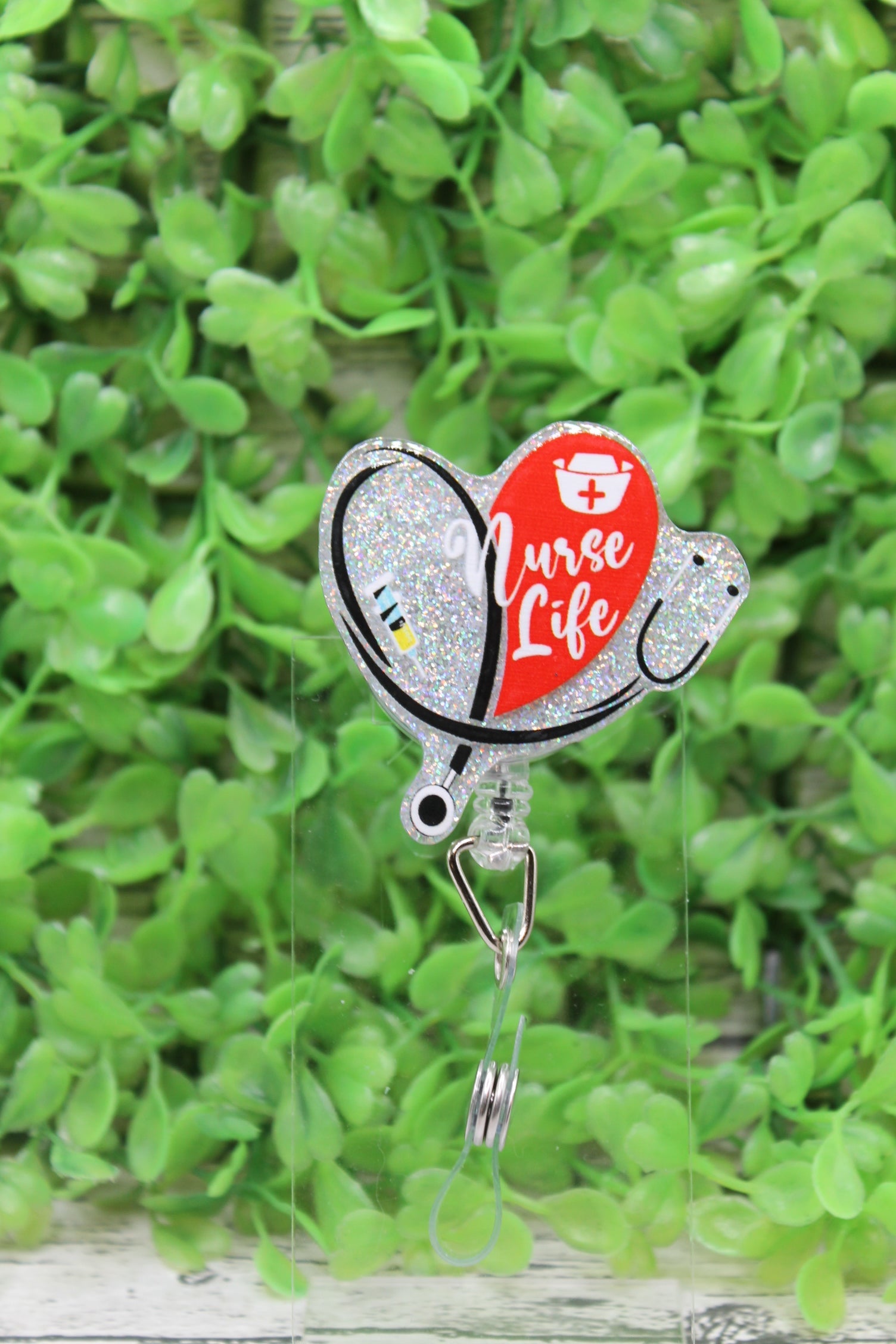 Nurse Life Heart Stethoscope Badge Reel